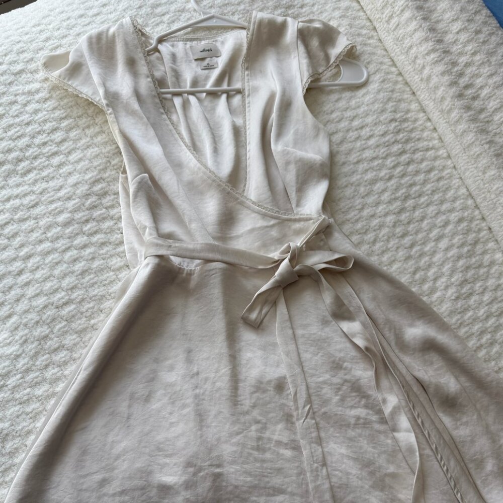 Wilfred Cream Wrap Mini Dress